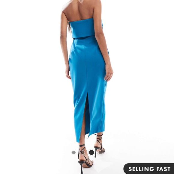 ASOS Blue Satin Midi Dresss - Picture 4 of 4